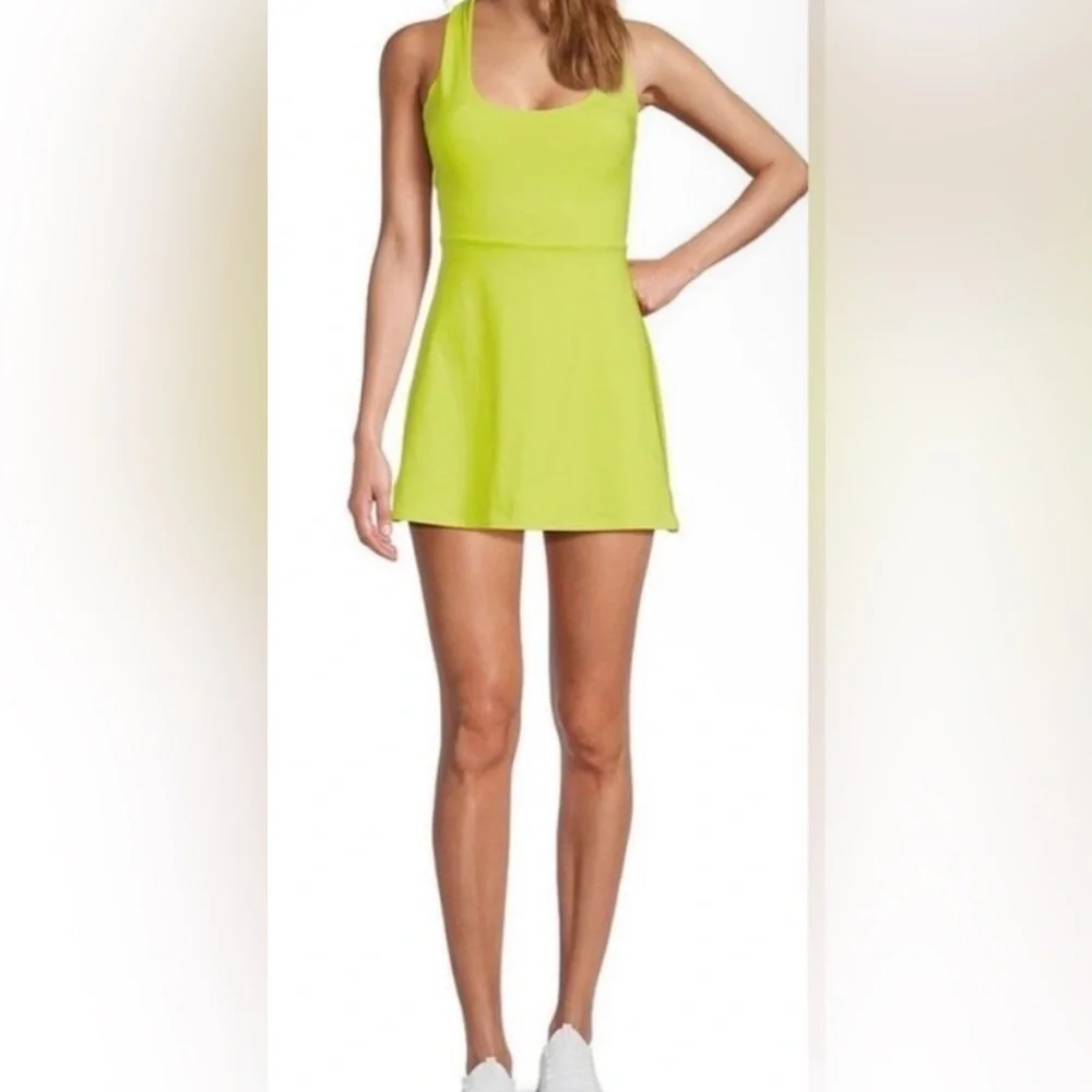 Antonio Melani Active Tennis Courtside Mini Dress hidden side pocket lime Large